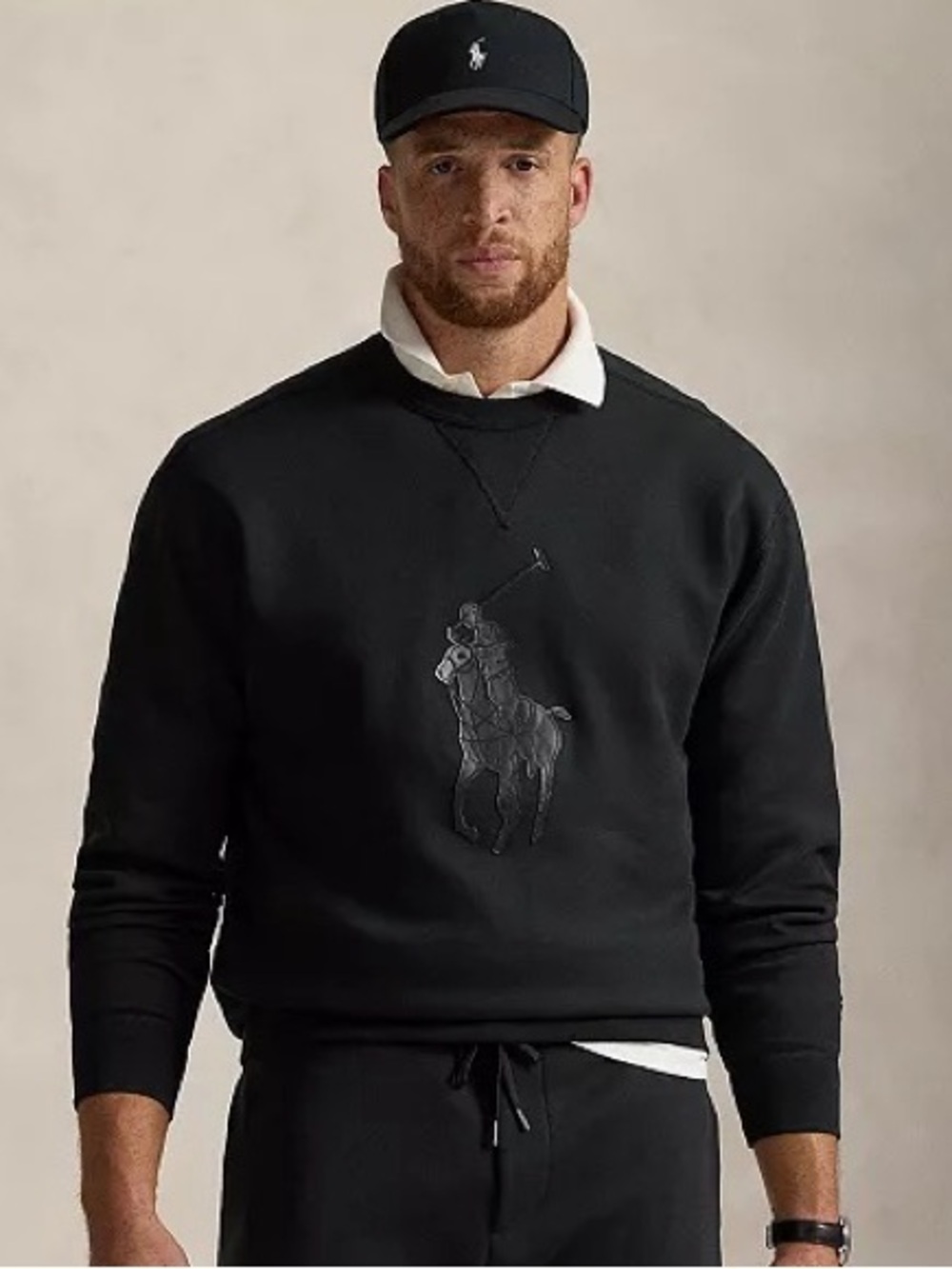 POLO RALPH LAUREN Cotton Blend Knit Long Sleeve Crewneck Sweatshirt- 5XB Black